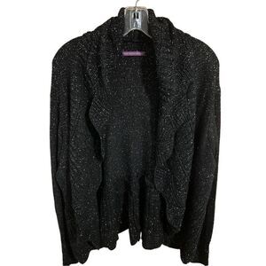 Beverly Drive Women’s Size L Open Cardigan Sweater Ruffled Scalloped Bling
